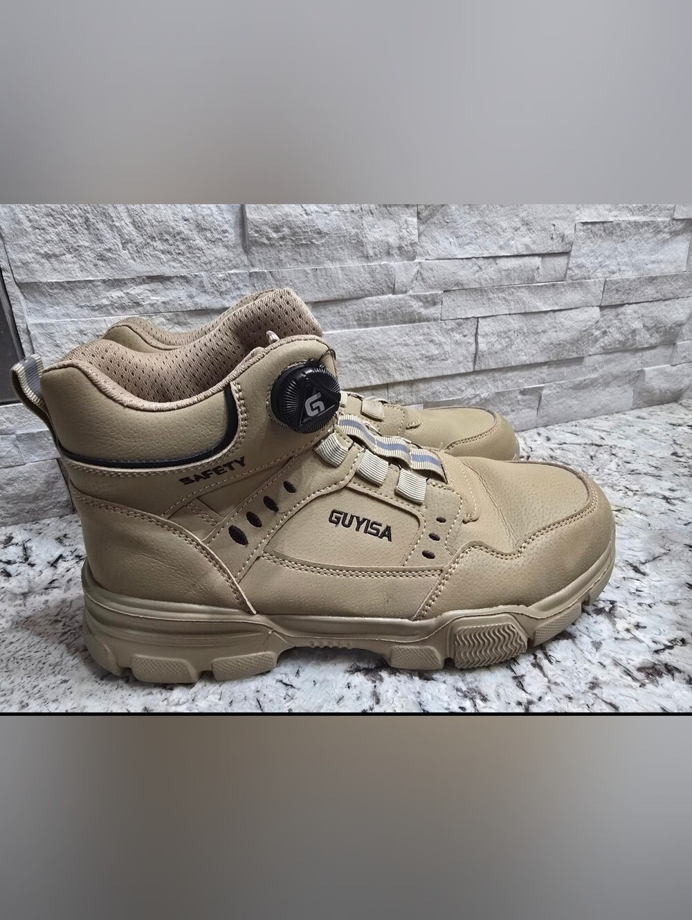 Guyisa High Top Men's Steel Toe Safety Boots Dial Laces Size EU 45 US 11-12